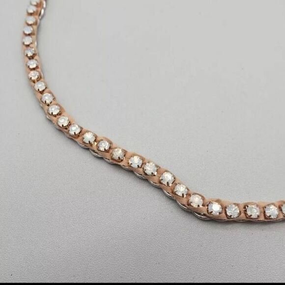 LOFT Necklace Rhinestone Chain Multicolor Station Beads 26" Costume Jewelry - Picture 5 of 16